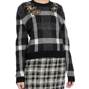 Veronica Beard Deana Embellished Wool/Alpaca Plaid